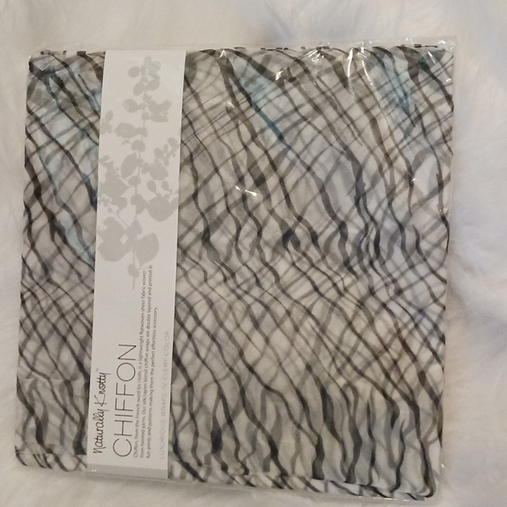 NATURALLY KNOTTY SILK CHIFFON BLACK & WHITE PRINT SCARF